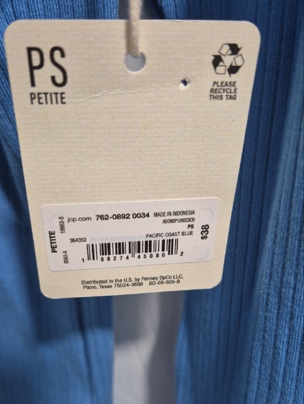 a.n.a Ribbed Long-Sleeve Henley Top in Bright Blue - Picture 4 of 4